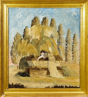 Lot 167 - Silk-Embroidered and Painted Mourning Picture