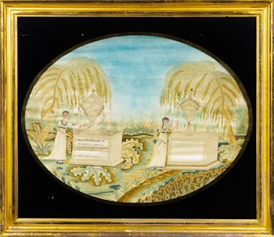 Lot 171 - Silk-Embroidered and Painted Mourning Picture