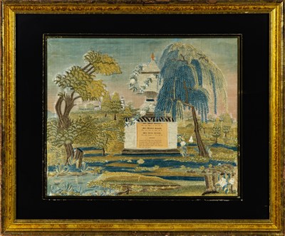 Lot 172 - Silk-Embroidered and Watercolor Mourning Picture