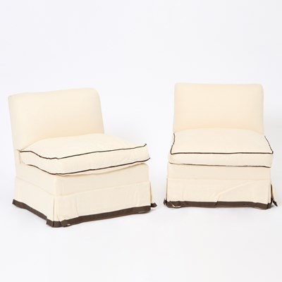 Lot Pair of Billy Baldwin Upholstered Slipper Chairs