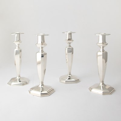 Lot 112 - Set of Four Gorham Sterling Silver "Fairfax" Pattern Candlesticks