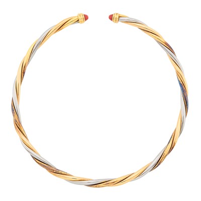 Lot Cartier Tricolor Gold and Coral Twist Necklace, France