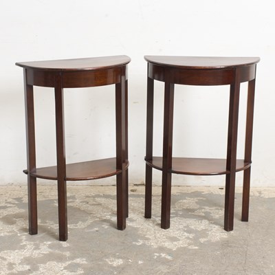 Lot 233 - Pair of George III Style Mahogany Demilune Consoles