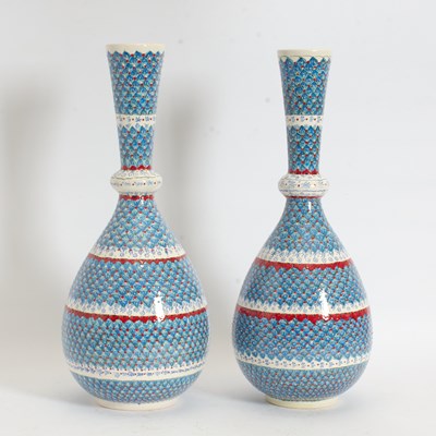 Lot 253 - Pair of Turkish Glazed Pottery Vases