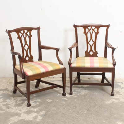 Lot 317 - Pair of George III Style Mahogany Armchairs