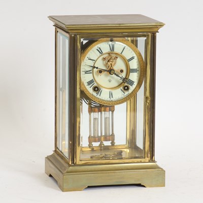 Lot 232 - Ansonia Brass and Glass Mantel Clock