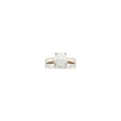 Lot 1094 - Double Band White Gold and 'Crown of Light' Diamond and Diamond Ring