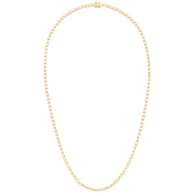 Lot 1185 - Long Gold and Diamond Necklace