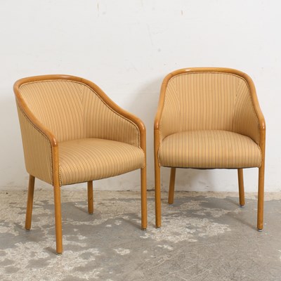 Lot 20 - Pair of Blonde Wood Tub Chairs