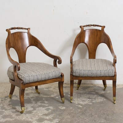 Lot 22 - Pair of Regency Style Spoon-Back Chairs