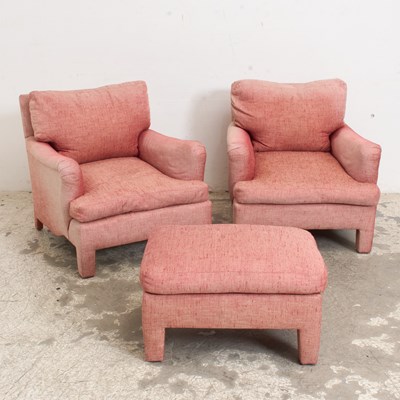 Lot 27 - Pair of Red Upholstered Armchairs