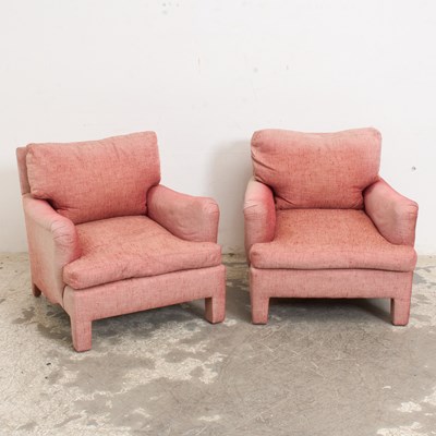 Lot 27 - Pair of Red Upholstered Armchairs