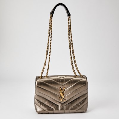 Lot 1215 - Yves Saint Laurent Silver Leather 'Lou Lou' Bag