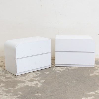 Lot 4 - Pair of White Lacquer Bedside Chest