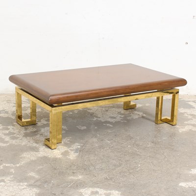 Lot 13 - Wood Top Metal Low Table