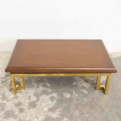 Lot 13 - Wood Top Metal Low Table
