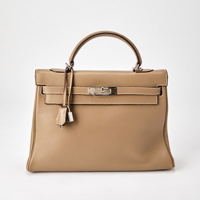 Lot 1228 - Hermès Etoupe Clemence Leather Kelly 32 Bag