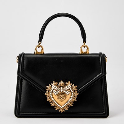 Lot 1208 - Dolce & Gabbana Black Leather Sacred Heart Bag