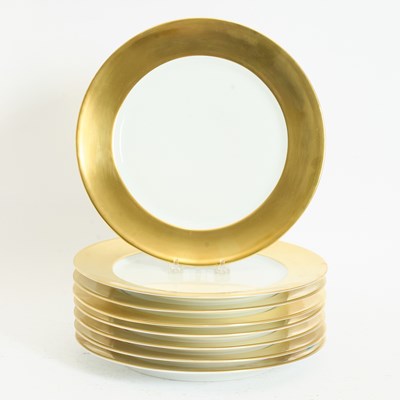 Lot 146 - Set of Eight Le Tallec for Tiffany & Co. Gilt Edge Porcelain Chargers