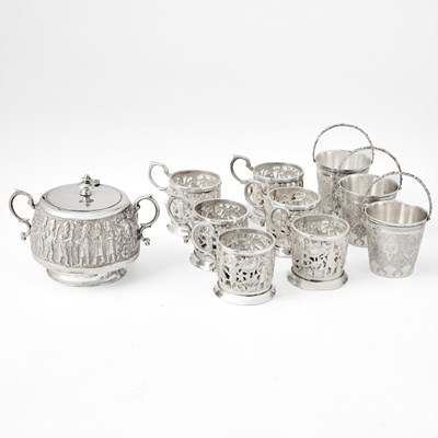 Lot 28 - Group of Persian Silver Tea Articles