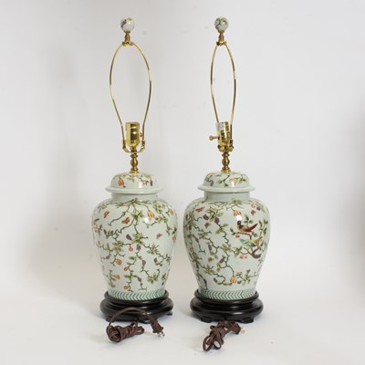 Lot 43 - Pair of Floral Decorated Ginger Jars