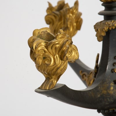 Lot 46 - Pair of Gilt and Patinated Bronze Candelabra Form Lamps