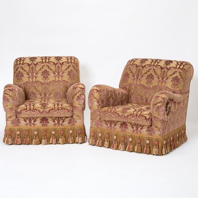 Lot Pair of Purple Velvet Upholstered Club Chairs