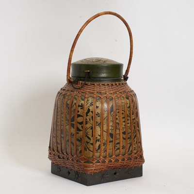 Lot 53 - African Paint Decorated Woven Basket