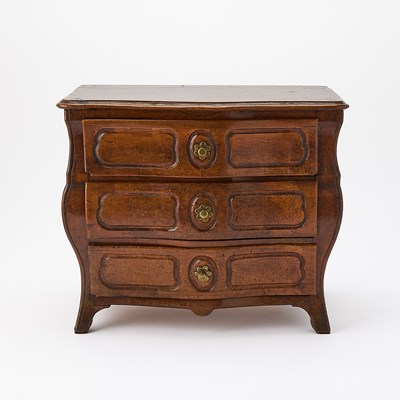 Lot 75 - Miniature Louis XV Provincial Style Bombé Walnut Commode