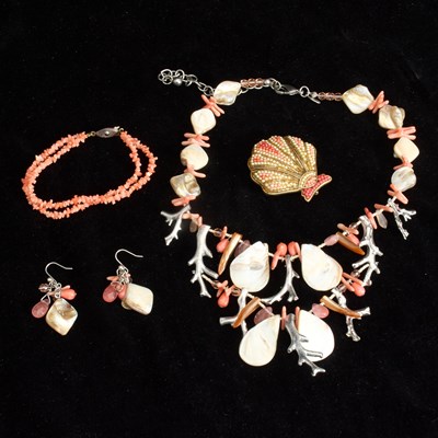 Lot 106 - Group of Coral and Shell Costume Jewelry