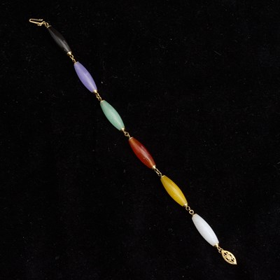 Lot 117 - Gold and Multicolor Jade Bracelet