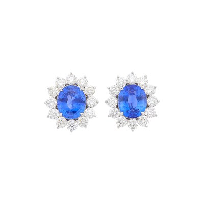 Lot 273 - Pair of Platinum, Sapphire and Diamond Earclips