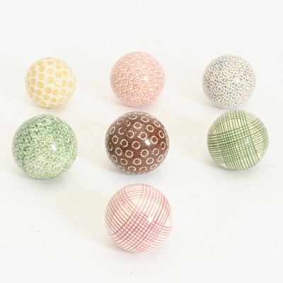 Lot 284 - Group of Seven English Ceramic Carpet Balls