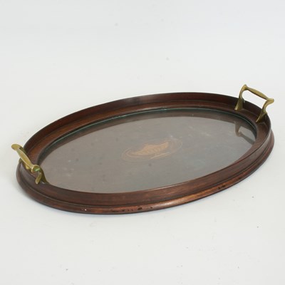 Lot 290 - Mahogany Inlaid Oval Serving Tray