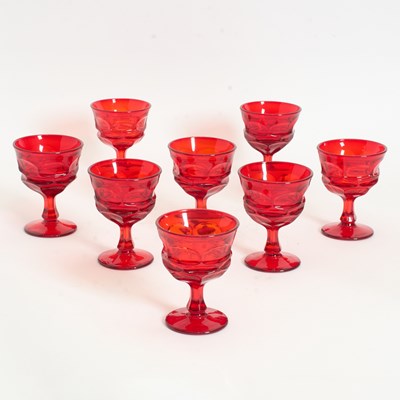 Lot 141 - Set of Eight Cranberry Glass Goblets