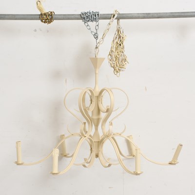 Lot 322 - Cream Painted Metal Six-Light Chandelier
