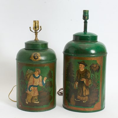 Lot 155 - Two Painted Tole Tea Canisters