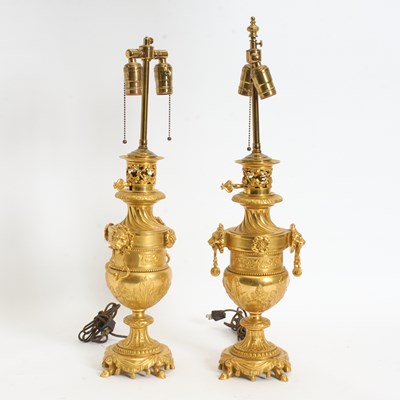Lot 157 - Pair of Neoclassical Style Gilt Bronze Urns