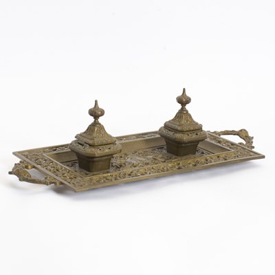 Lot 159 - Victorian Bronze Ink Stand