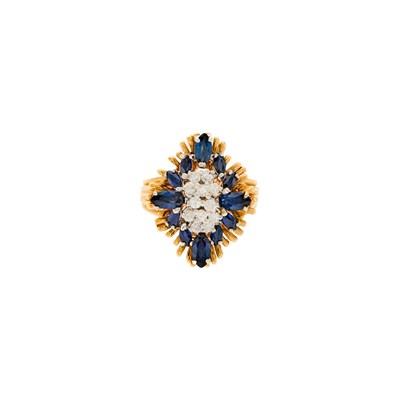 Lot 2229 - Two-Color Gold, Sapphire and Diamond Ring