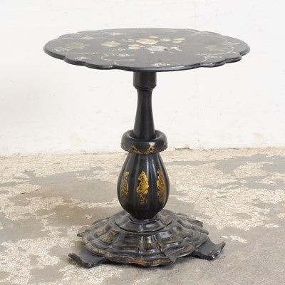 Lot 169 - Victorian Paper-Mache Mother-of-Pearl Inlaid Tilt-Top Table