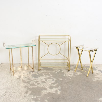 Lot 173 - Group of Three Metal, Glass, and Plexiglass Tables