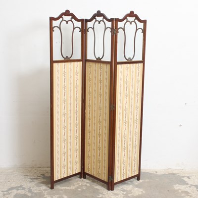 Lot 179 - Edwardian Style Mahogany Tri-Fold Screen