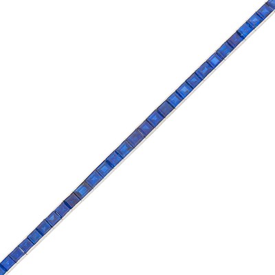 Lot 139 - Platinum and Sapphire Straightline Bracelet
