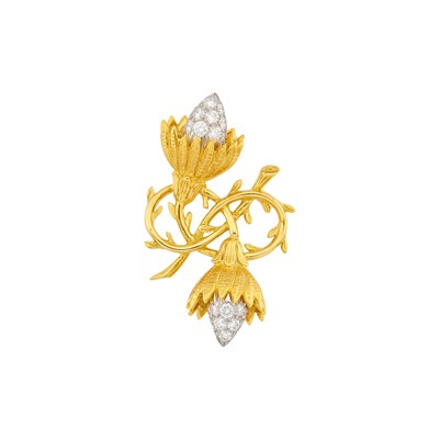 Lot Tiffany & Co., Schlumberger Gold, Platinum and Diamond Thistle Brooch