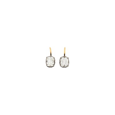 Lot 1157 - Pair of Silver, Gold and Diamond Earrings