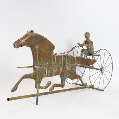 Lot 192 - Copper Jockey and Horse Weathervane