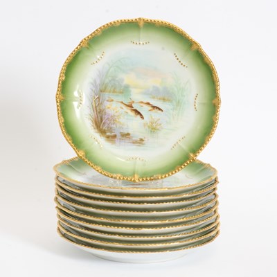 Lot 199 - Set of Ten Limoges Porcelain Fish Plates