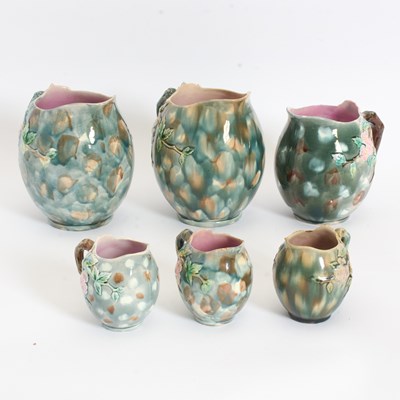 Lot 205 - Set of Six Majolica Pitchers