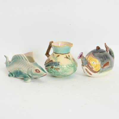 Lot 207 - Three Majolica Fish Form Articles